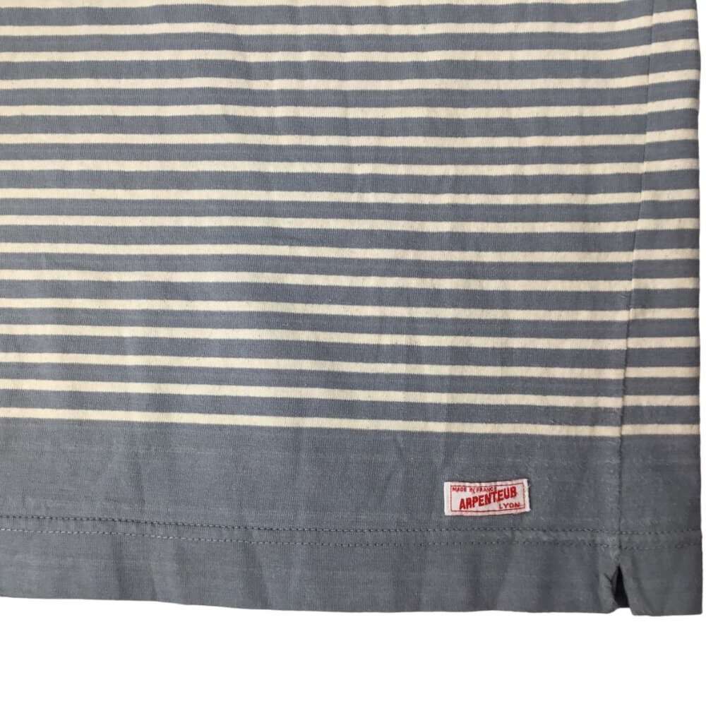 Arpenteur Top Shirt Mens XS France Pullover Striped 3/4 Sleeve Pocket Gray White - Picture 4 of 6